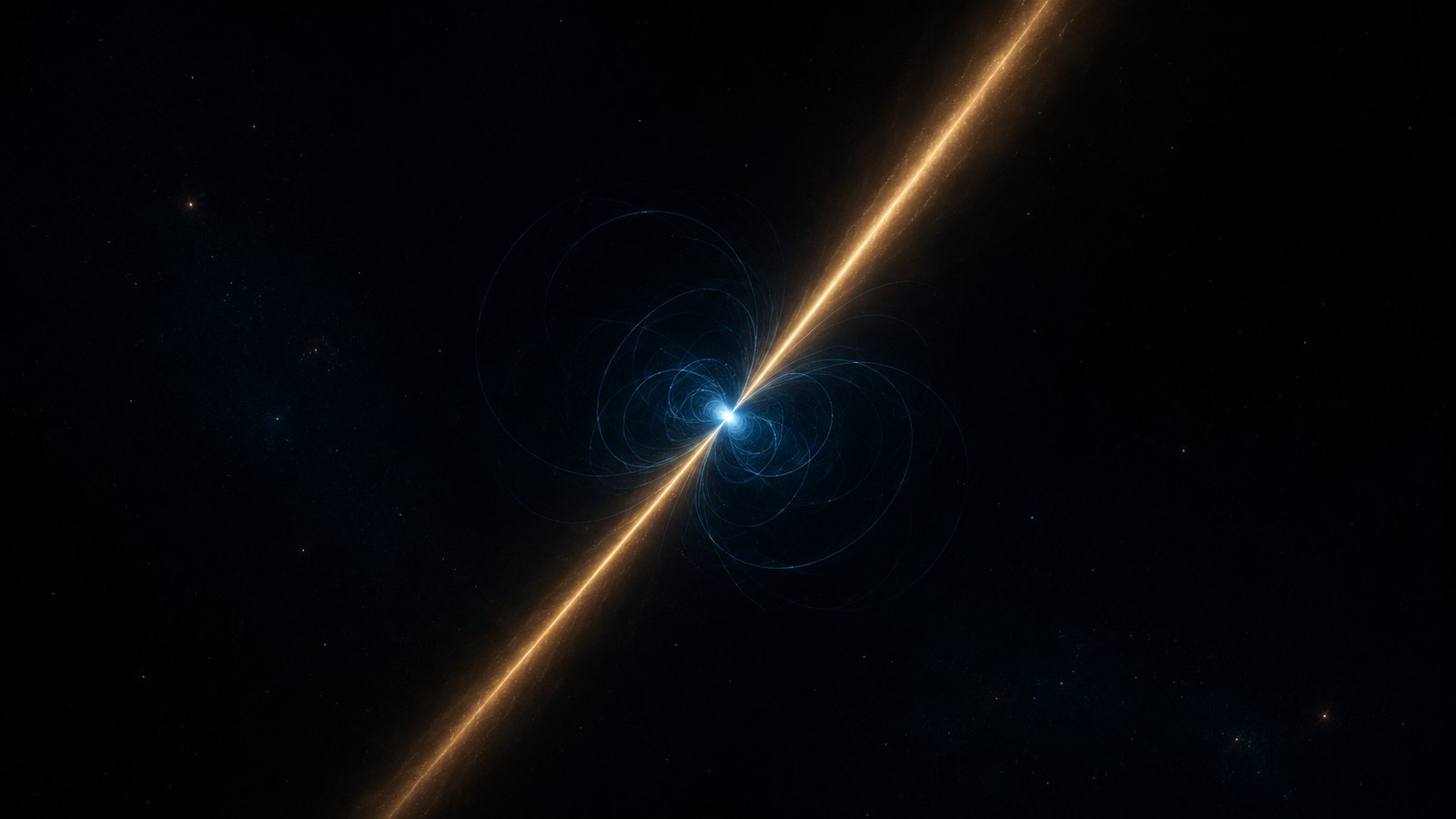 A spinning neutron star firing twin beams